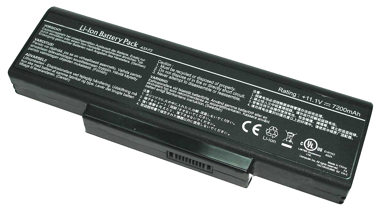 Аккумуляторная батарея для ноутбука Asus A9, F2, F3, S9 11.1V 7200mAh A33-F3 черная Original
